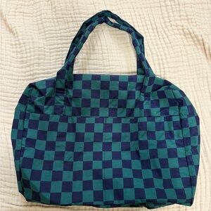 Baggu Cloud Carry on Checkerboard Green & Navy Tote Bag